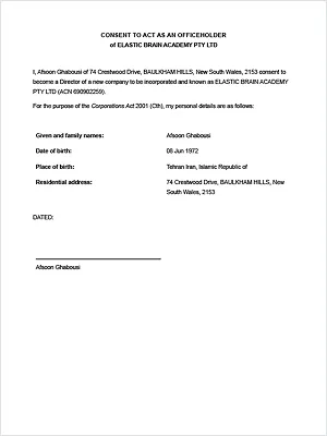 Consent to Act as an Officeholder