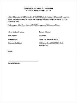 Consent to Act as an Officeholder